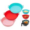 3Pcs Reusable Foldbale Air Fryer Silicone Pot 464Â¬âˆžF Heat Resistant Round Replacement of Parchment Liners 3 Food Grade Baking Basket Pans for 4+Quart